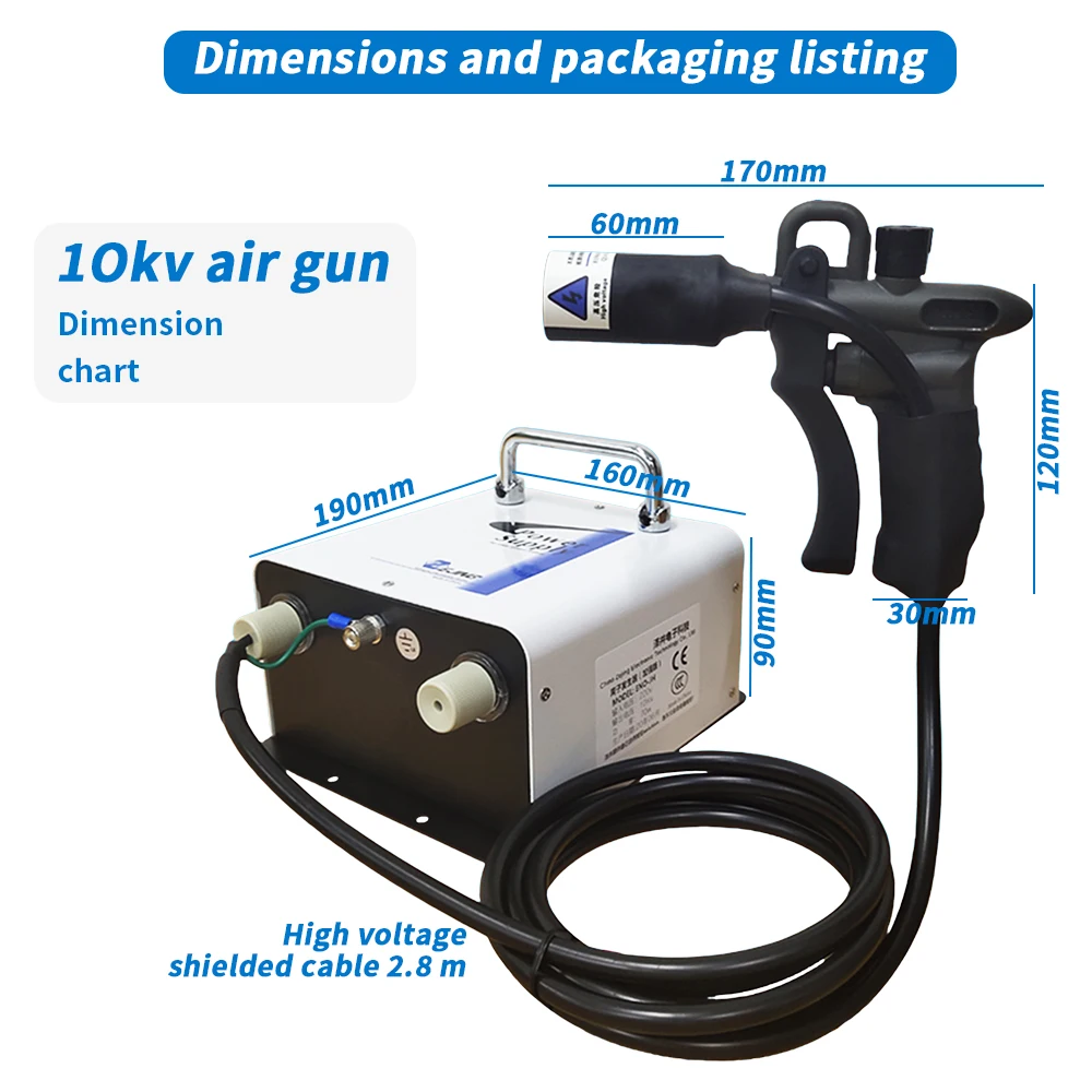 Ion Air Gun Anti-Static Industrial Dust Removal Air Gun Double-Needle High Volta