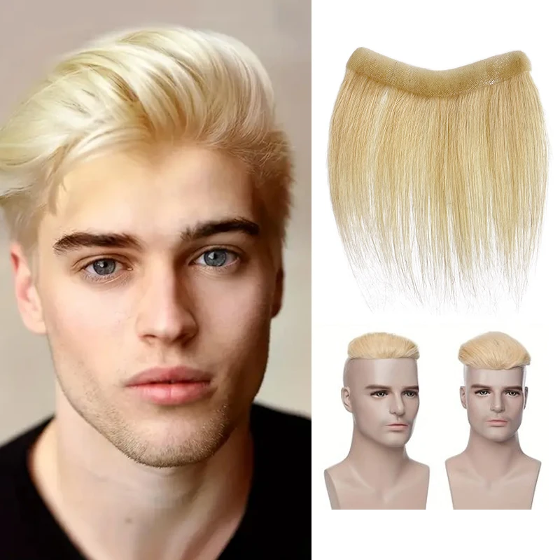 613 6inch Men PU Skin V Loop Front Toupee Hairline Human Hair Wigs Remy Hair Male Replacement System Invisible Wigs