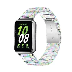 Rainbow Lightweight Resin Strap - Fashion Transparent Wristband Bracelet - Samsung Galaxy Fit 3 (Clear - Colorful - BL)
