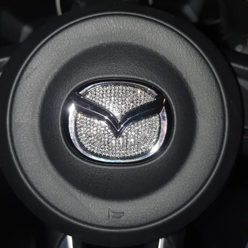 Автомобильный логотип на руль Алмазное украшение наклейка чехол для Mazda 2 3 5 6 Axela