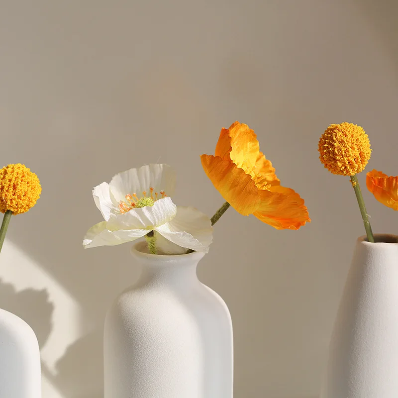 White Ceramic Vase Modern Pottery Flower Bottle Vases Hydroponic Home Decor Table top Small 4
