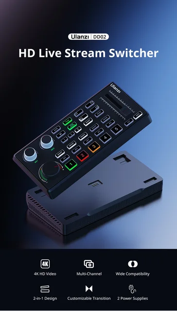 Ulanzi ビデオスイッチャー DD002 HD Ulanzi DD02 HD ライブストリーミング用のビデオスイッチャー