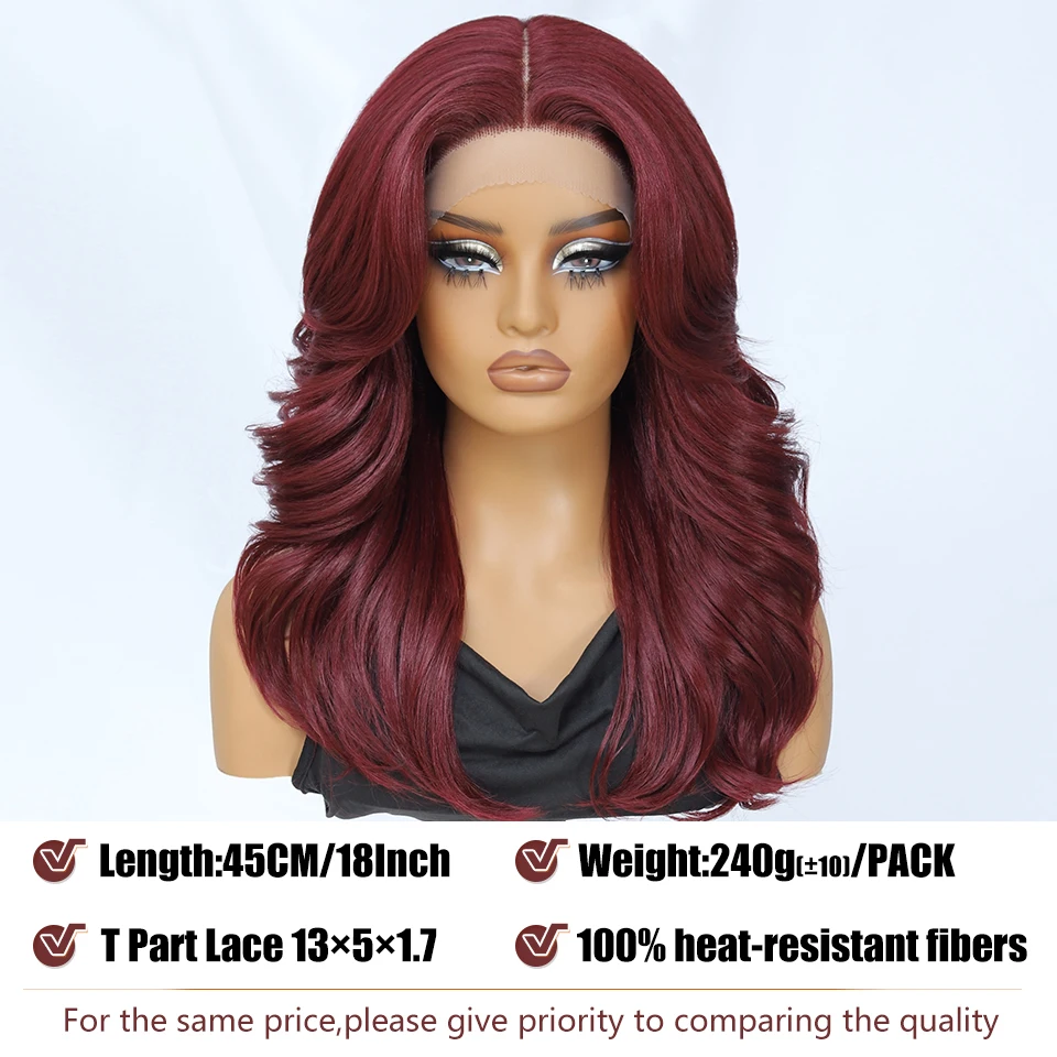 Synthetic Body Wave Lace Front Wig 18&ldquo; Lace T Part Wavy Layered Wigs for Women With Baby Hair Ombre Brown Blonde Cosplay Wig lace front wig