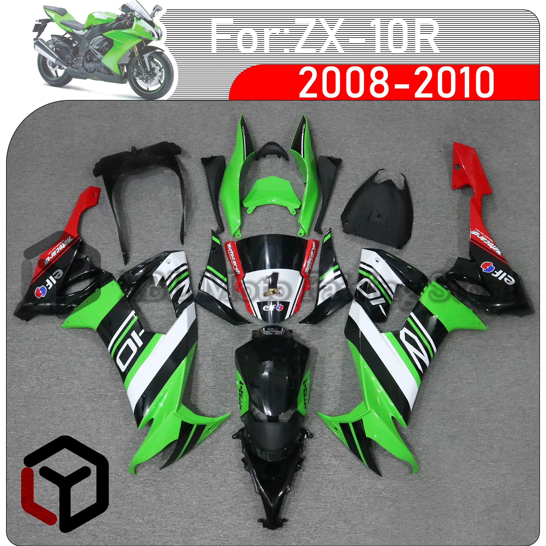 

Комплект обтекателей для мотоцикла ABS, подходит для Kawasaki Ninja ZX-10R ZX10R 2008 2009 2010, комплект обтекателей для ZX 10R 08 09 10