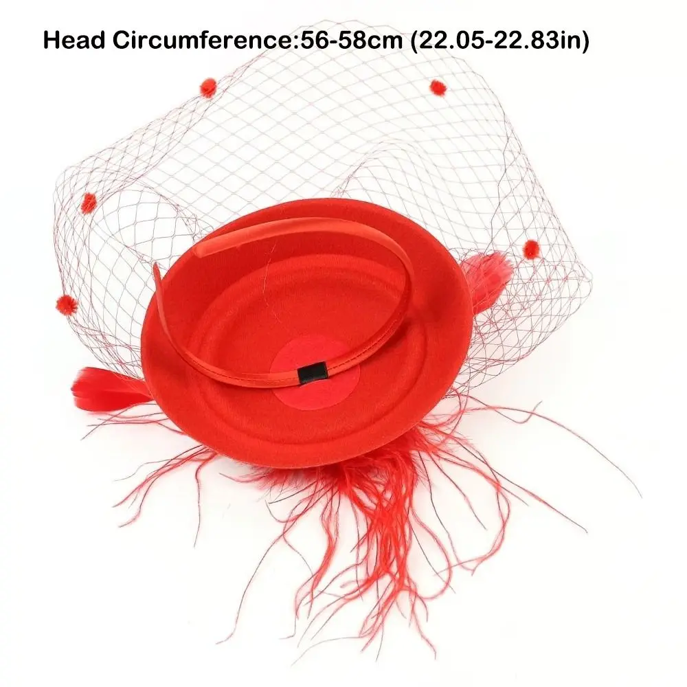 Elegant Felt Fascinator Hat Fishnet Veil Small Wave Point Decor Bridal Cocktail Headwear Pillbox Hats Photography Decoration