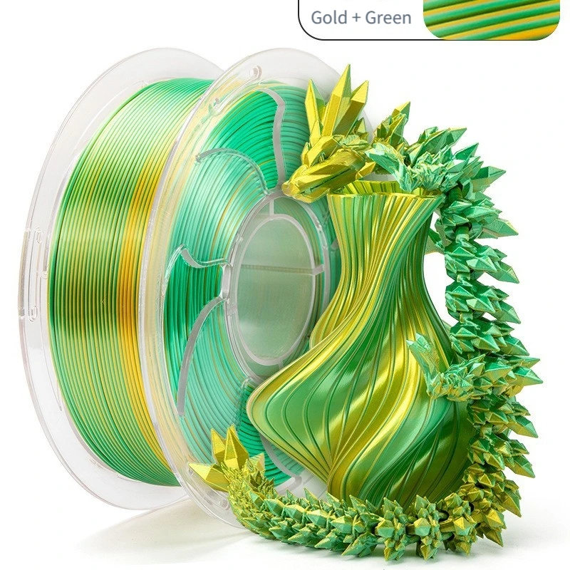 250G 3D 프린터 실크 광택 멀티 컬러 필라멘트, 듀얼 컬러 PLA 필라멘트, 모든 1.75mm FDM 프린터에 적합