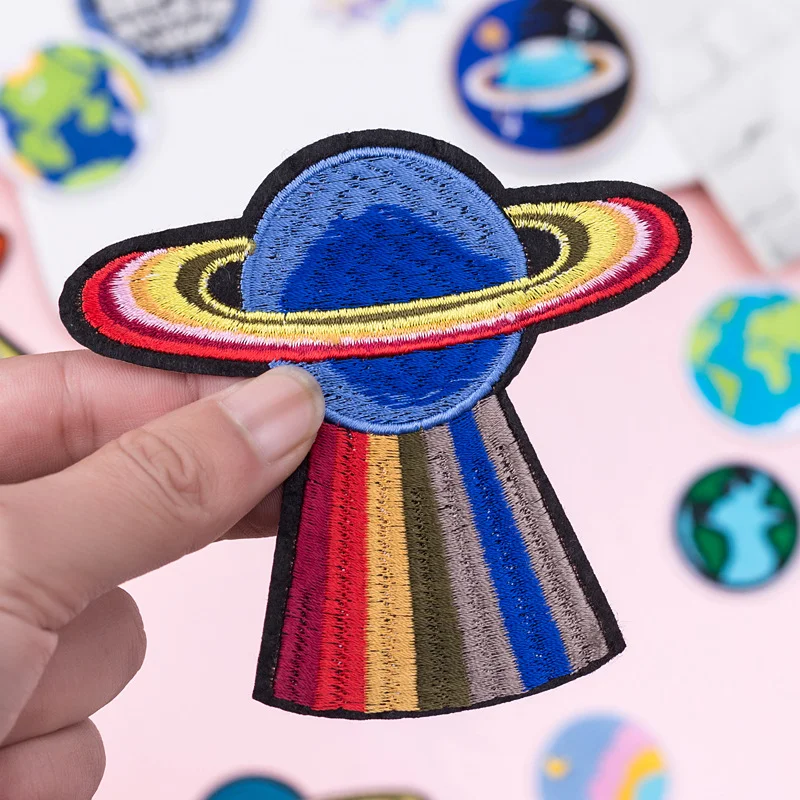 Cartoon Unicorn Planet Things Iron On Patches for Clothing Embroidery Stripe On Clothes Cute DIY Sequin Applique Badge