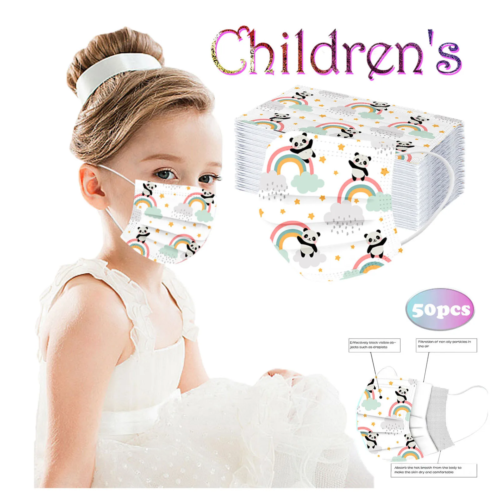 Kids Children'S Mask Disposable Face Mask Industrial 3ply Ear Loop 50pcs Mask Disposable Mouths Covers Cubre Bocas Desechables 2