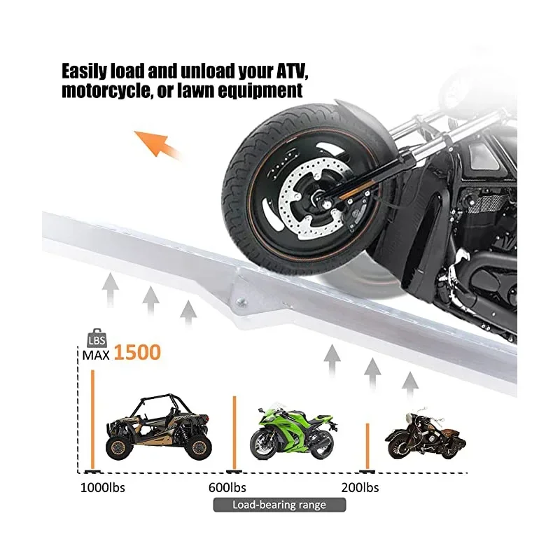 Aluminum Ladder ATV 1pc for Pickup Trucks 7.5 FT Aluminum Portable Ramps 750 Lbs Capacity Scrambling Motorcycle Ladder