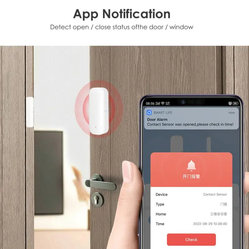 

Смарт-датчик двери Tuya, Wi-Fi, дверь, окно, открытый, закрытый детектор, умное быстрое управление с помощью приложения