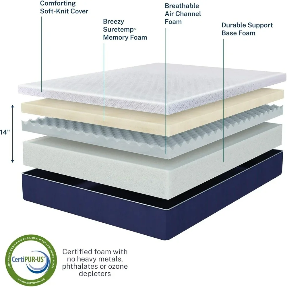 Shiloh 14 Inch Memory Foam Mattress, King Size, Bed in a Box, Cradling Medium Support 3