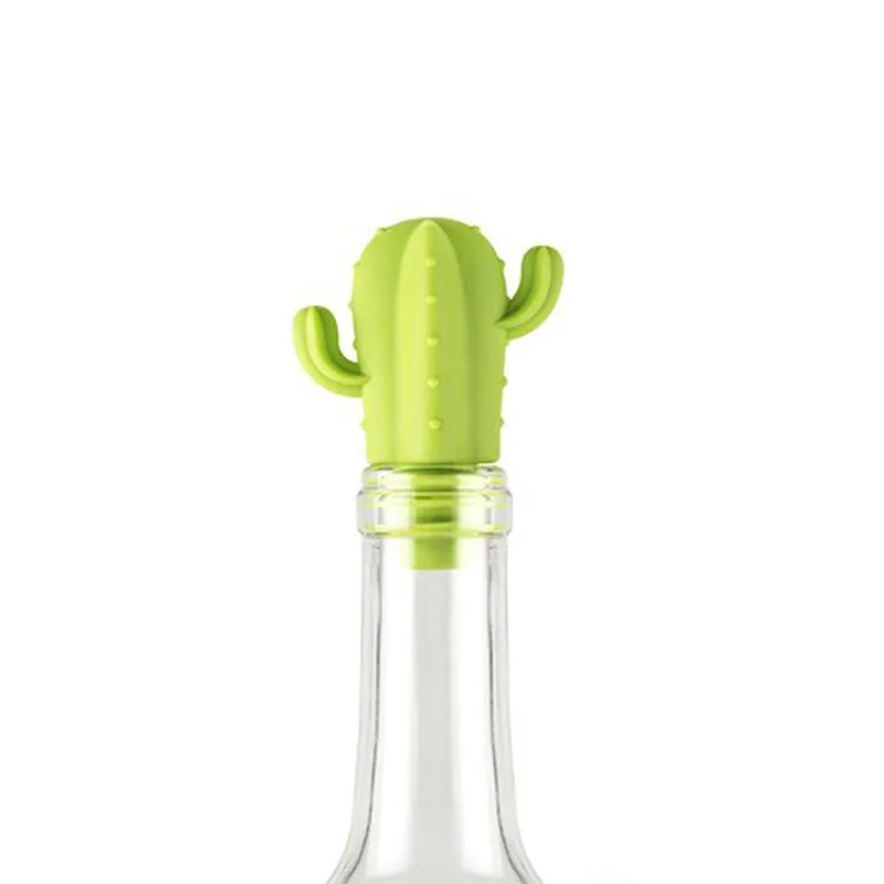 Cactus-Shaped Silicone Wine Stoppers &Glass Markers - 2-in-1 Creative Leak-Proof Set for Party, BPA-Free Freshness Preservation