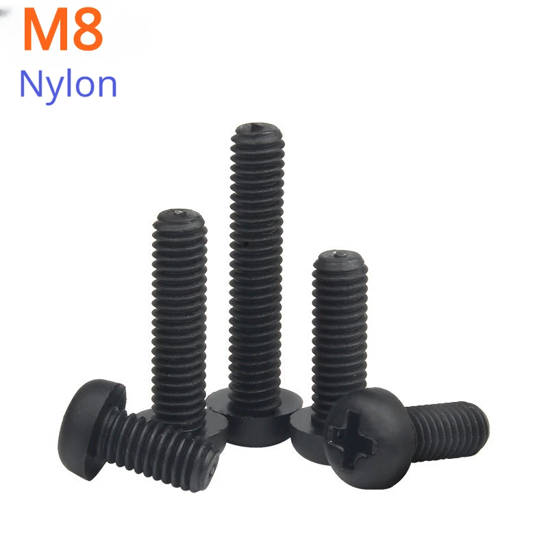 

Black Nylon screws M8 Nylon plastic insulated Cross recessed pan head screws