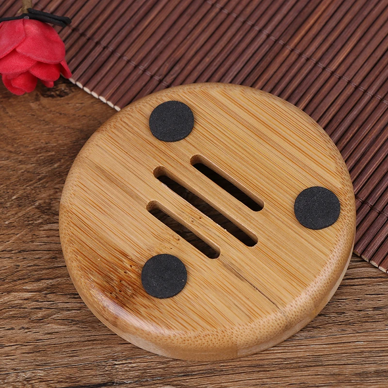 1PC Natural Wooden Bamboo Soap Dish Wooden Soap Tray Holder Storage Soap Rack Plate Box Container for Bath Shower Plate Bathroom