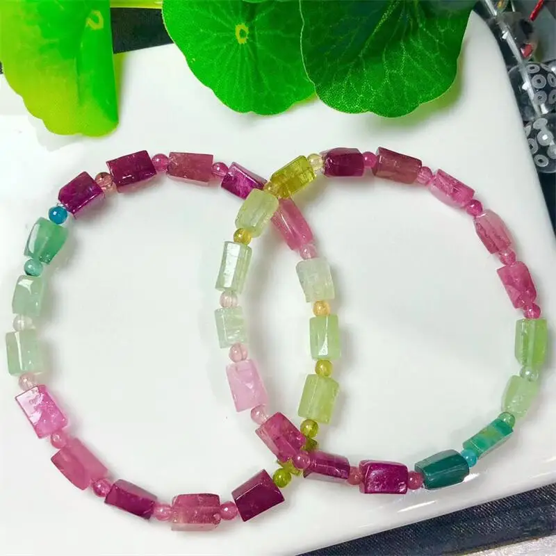 

Natural Freeform Tourmaline Bracelet Crystal Reiki Gemstone Fashion Jewelry Fengshui Women Healing Gift 1pcs 5mm