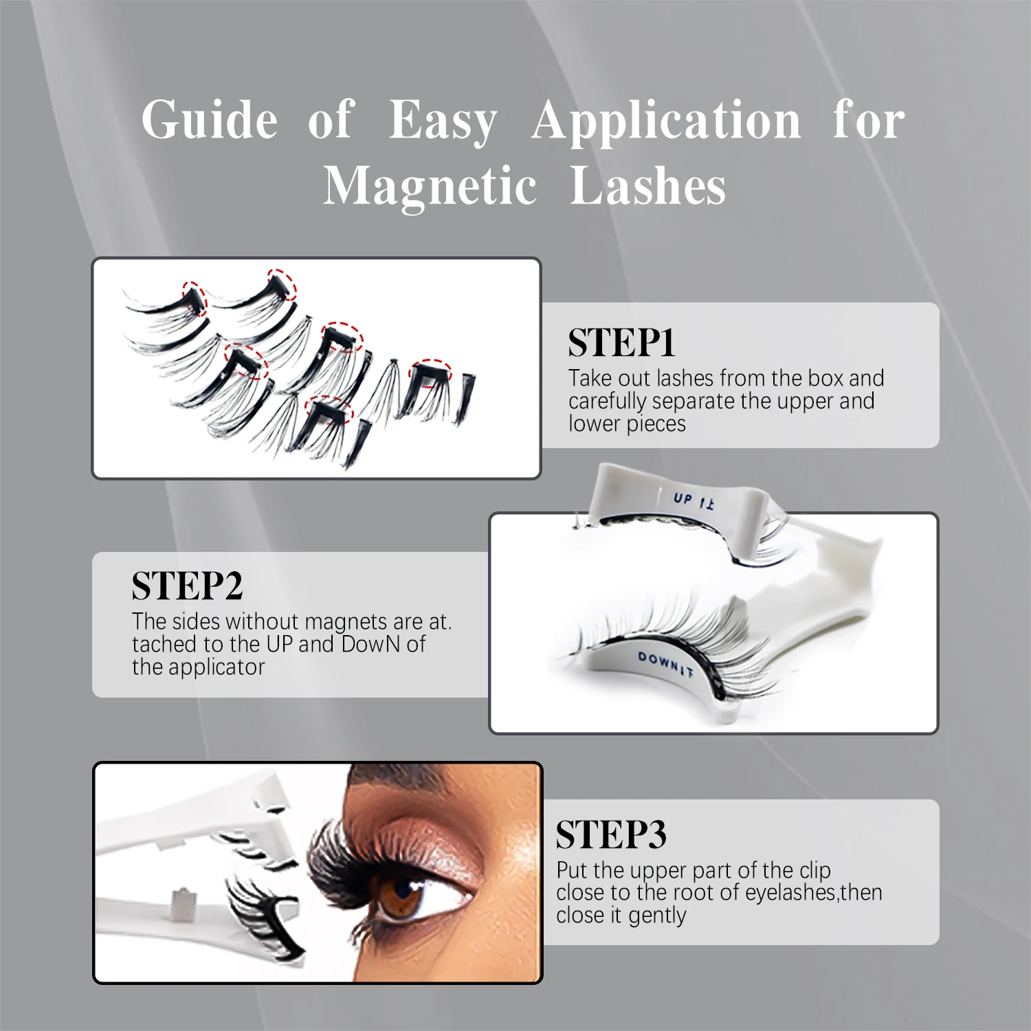 3 Magnets Magnetic Eyelashes Reusable Natural Wispy Magnetic False Eyelashes No Glue Needed Magnet Lashes with Applicator fake eyelashes
