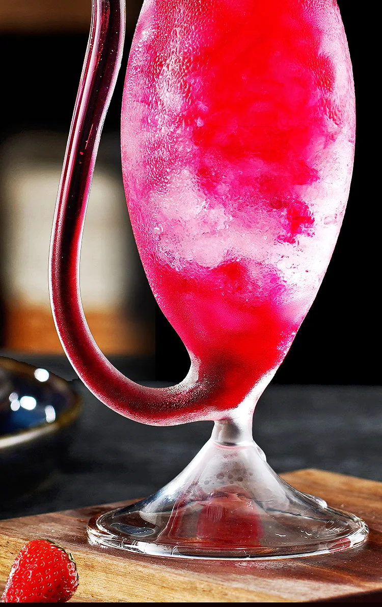 Description Picture 5 of itemCreative Clear Cocktail Glasses Cup with Build-in Spiral Straw Bar Vampire Cocktail Glass Nordic Juice Coffee Glass with Straw