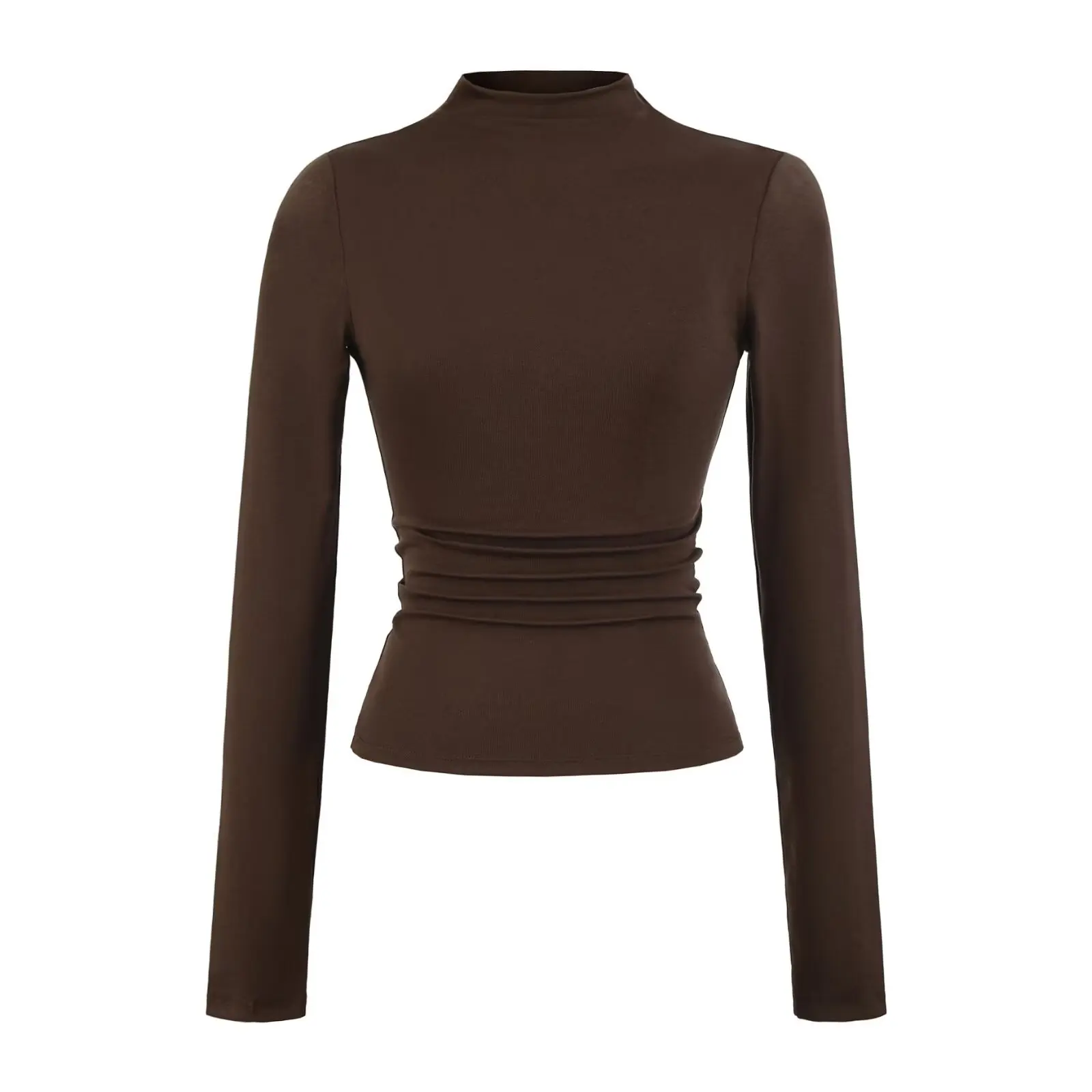 Slim Fit Long Sve Blue High Collar Base irt Women's Autumn Tight Inner Wear Versatile Slimming T-irt Top Street Sle