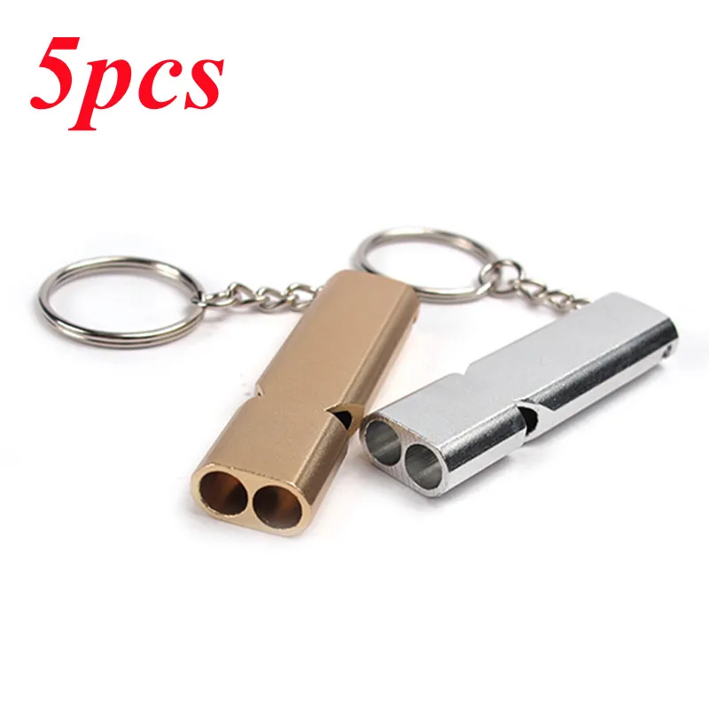 

5 Pcs/lot Training Whistle Dual-tube Referee Whistle Portable Aluminum Safety For Outdoor Hiking Camping Safe Survival Game