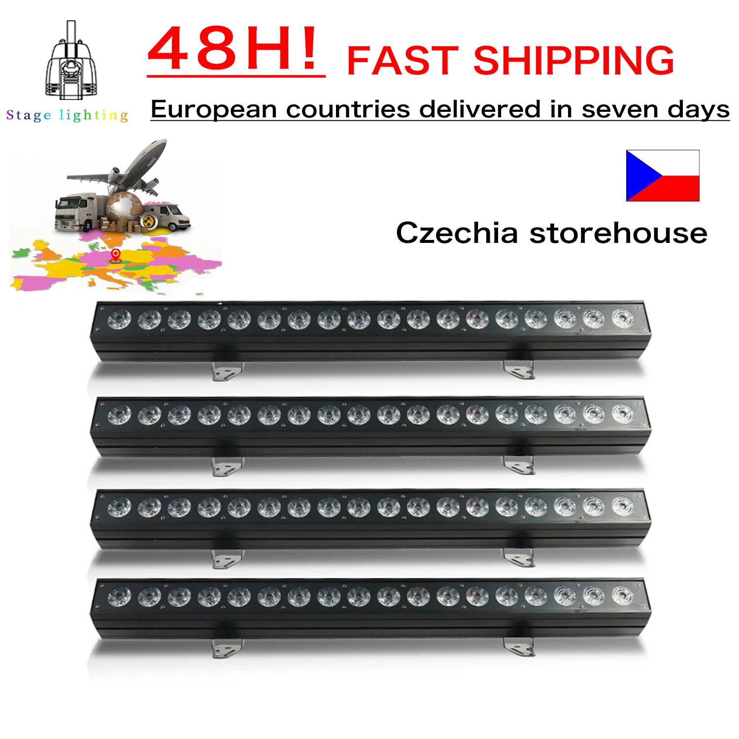 18x18W RGBWA UV 6-in-1 LED Pixel Control Wall Washer Light Bar DMX512 Single Independent Control DJ Disco Lights