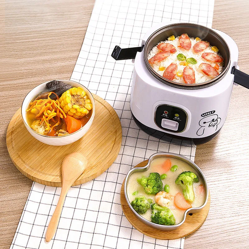 1.2L Portable Mini Electric Rice Cooker 2 Layers Heating Food Steamer Multifunction Meal Cooking Pot Lunch Box Cooking Machine 2022 factory price multifunction less sugar stainless steel rice cooker inner pot