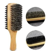 Brosse à cheveux en poils de sanglier pour hommes, brosse ondulée en bois naturel pour hommes, brosse à cheveux coiffante pour cheveux courts, longs, épais, bouclés et ondulés 4