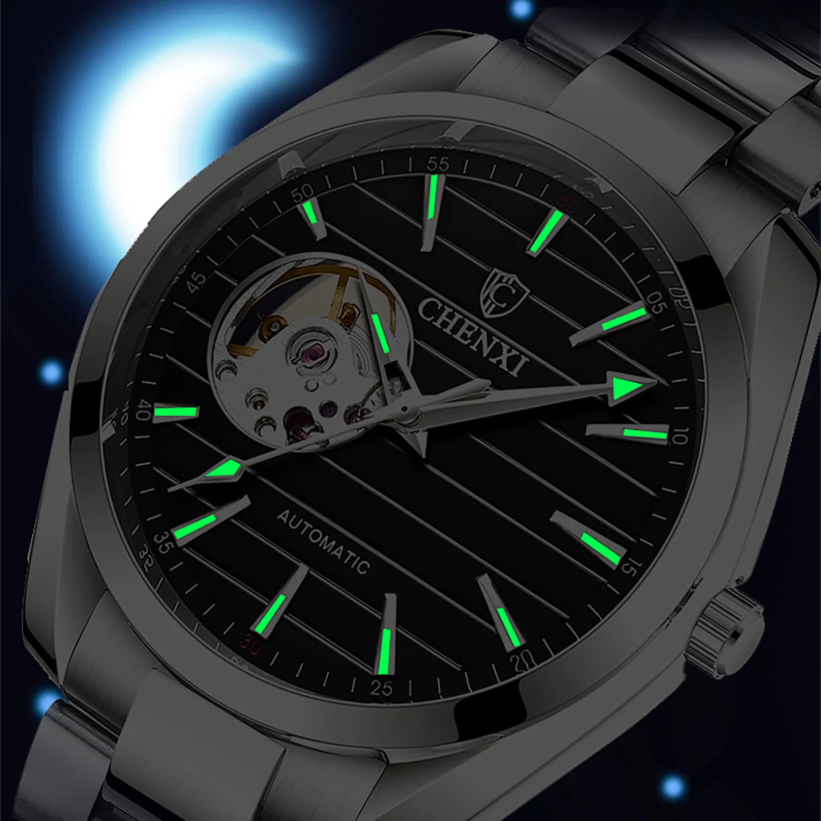 Luxury Fashion Mechanical Automatic Wristwatches For Men High Quality Stainless Steel Waterproof Luminous Mens Watch - 6
