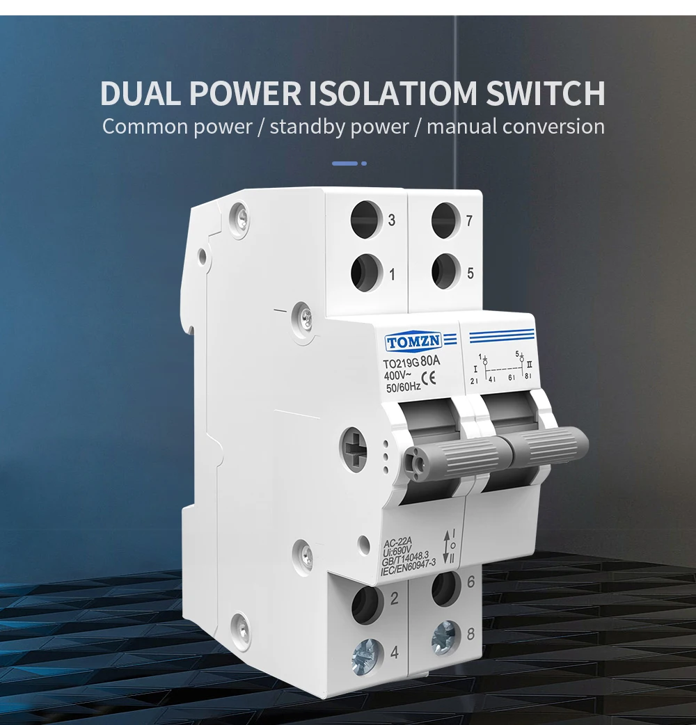 TO419G Changeover Switch 1234P 400V~ 80A MTS Dual Power Manual Transfer Isolatin