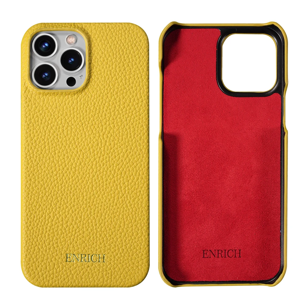 Luxury Lychee Genuine Cowhide Leather Shockproof Phone Case – Clearance Sale