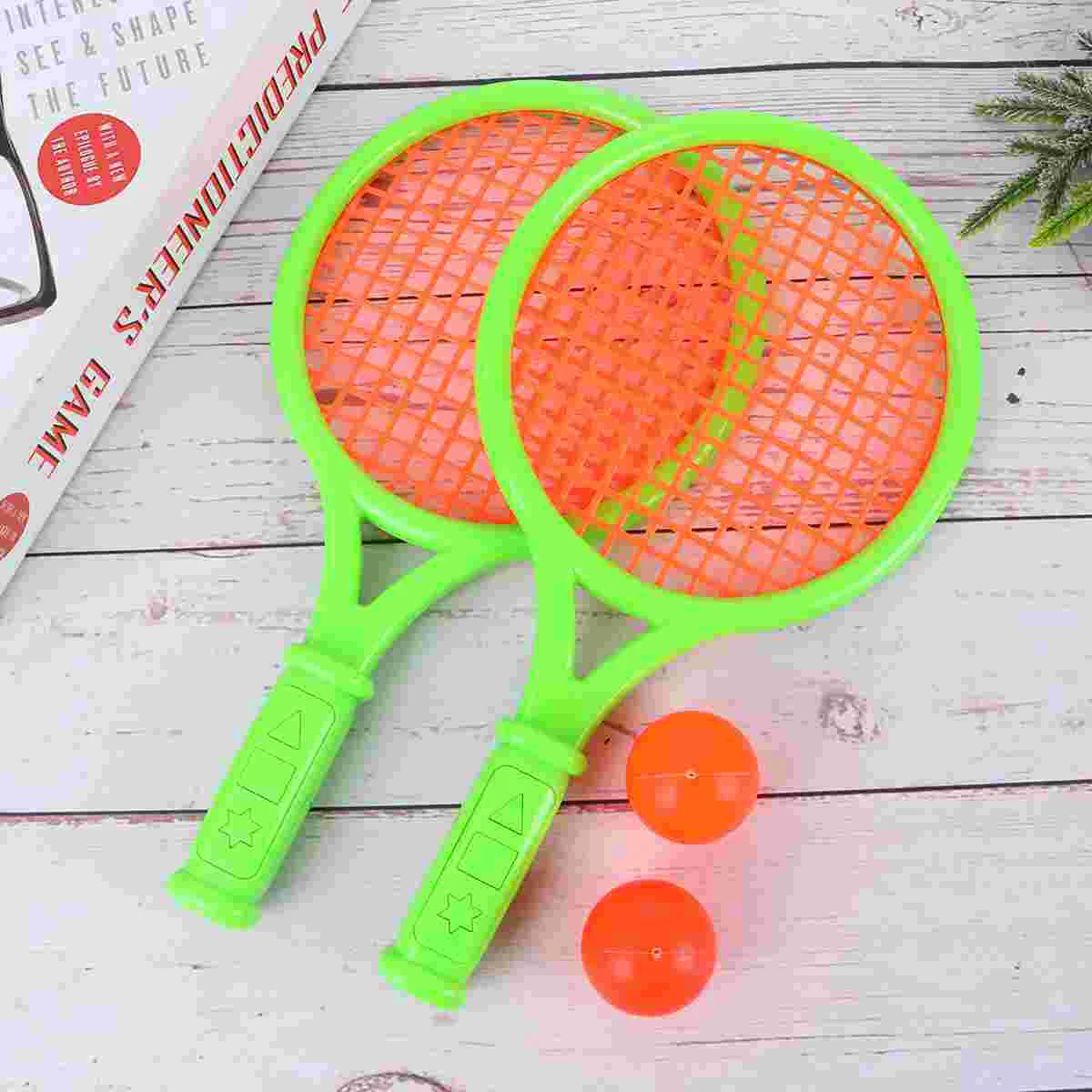 

1 Pair of Children's Tennis Racket Kids Plastic Badminton Rackets Game Props for Kindergarten Primary School (Size S Random