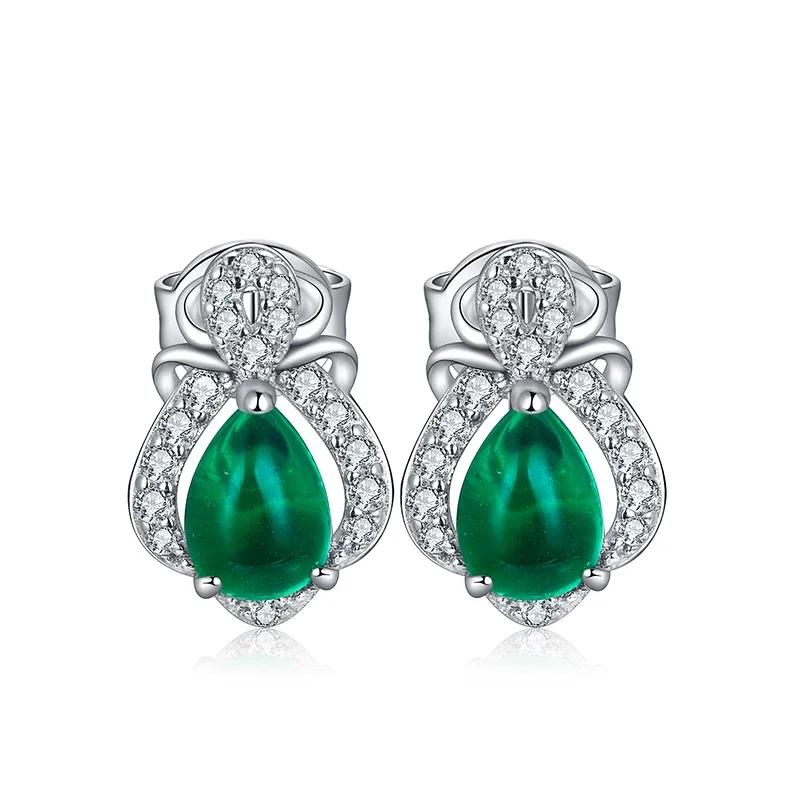 Pirmiana 2021 New 925 Sterling Silver 1.0ct Lab Grown Created Emerald  Earrings Women Jewelry