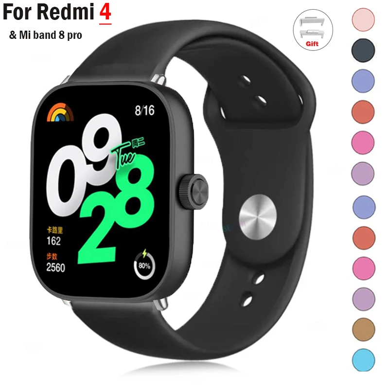 

Ремешок спортивный для xiaomi mi band 8 pro, мягкий силиконовый браслет для смарт-часов Redmi watch 4