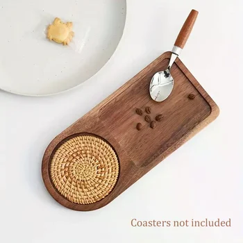 Vassoio da caffè in legno, piatto per colazione, vassoio per servire cibo, accessori per l'ospitalità, articoli per caffè e tè, decorazioni per la tavola, accessori decorativi.