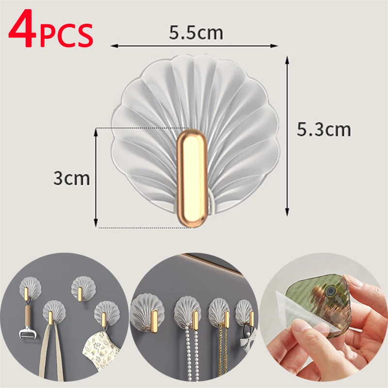 

1/2/4PCS Powerful Adhesive Hook Hallway Bedroom Multifunctional Traceless Transparent Hook High Load-bearing Non Punching Hook