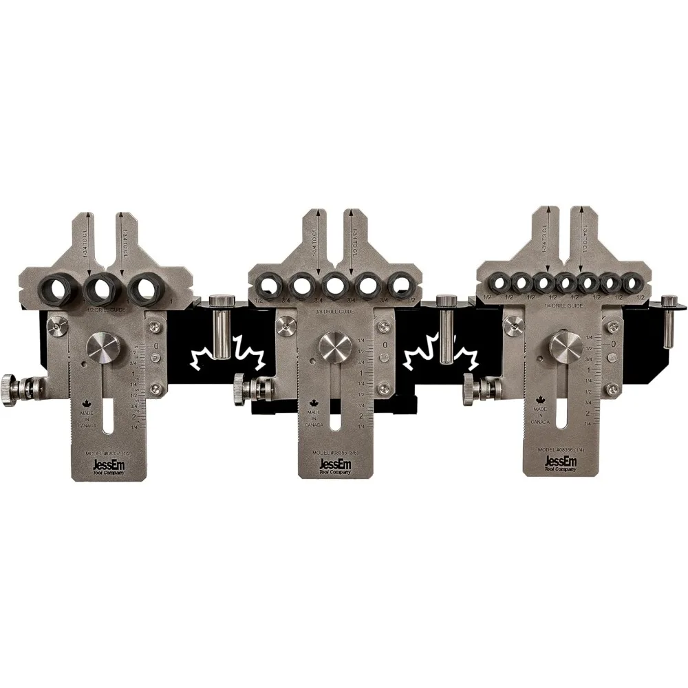 Stainless Steel Dowelling Jig - Seasoned Pro Kit with All Sizes + 3 Angles and Wall Bracket 2