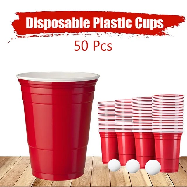 16 oz Disposable Cups 50 Pack Red Blue Yellow Green and Tableware Supplies  Black Plastic Cup Wedding Birthday Party ice cream - AliExpress