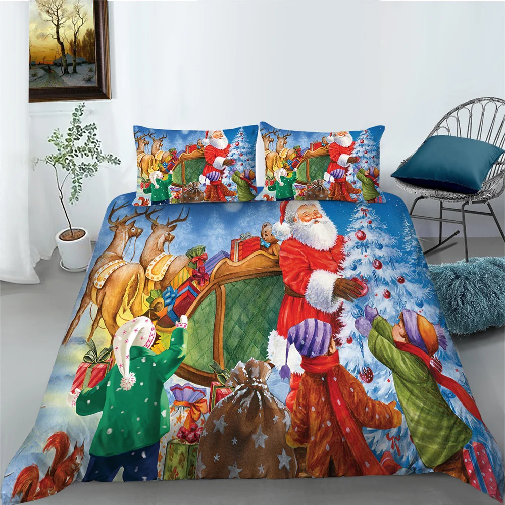 

Unique Design Duvet Covers Christmas Printed Home Bedclothes Children Teens Single Double Size Bed Covers Newly Bedspreads