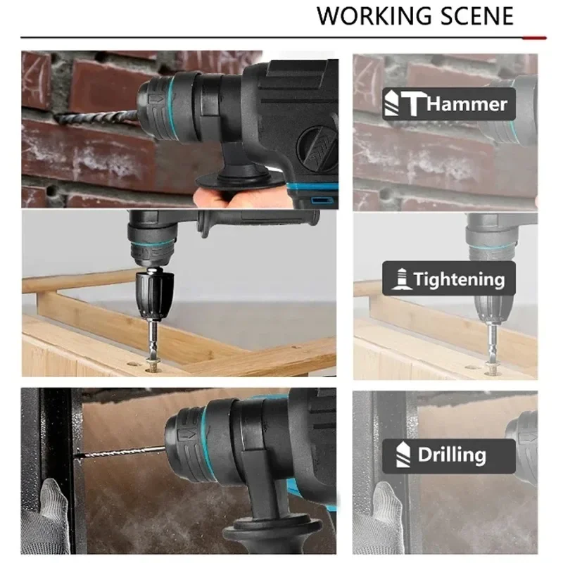 Electric Goddess Brushless Impact Hammer 21V Cordless Hammer Drill Function Multifunctional Steel Concrete Wood for Makita 18V 5