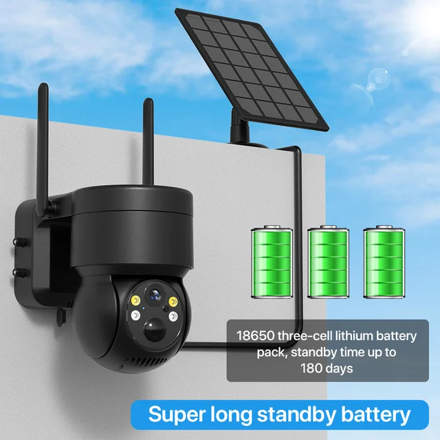 8MP Wireless Solar Camera with Built-in Battery PIR Human Detection 4MP Outdoor Wifi Camera CCTV Surveillance PTZ Camera iCSee 2