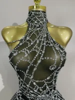 STOCK New Sparkly Diamond Sexy Mesh Stretch Bodysuits Women Evening Nightclub Bar Party Show Gogo Dancer Clothing Stage Costume - Image 5