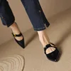 2024 New Flat Bottom Temperament Women's Single Shoes Autumn Pointed French One Button Mary Jane Soft Sole Shoes for Women 35-40 5
