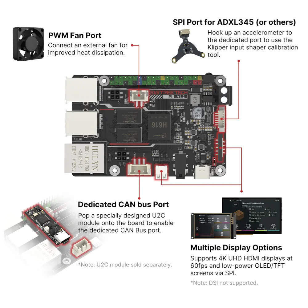 Bigtreetech-pi V1.2 Placa 64 Bits Quad Core Cortex-a53 Computador vs Raspberry pi pi Laranja Atualização para Impressora 3d Klipper - Imagem 4