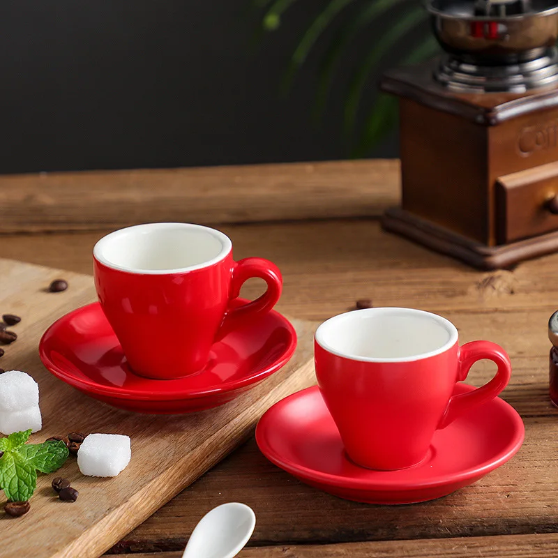 80ml Espresso Cup Set Office Ceramic Mug With Saucer Afternoon Tea Mini  Coffee Mug Drinkware Home Kitchen Solid Color Mug - Mugs - AliExpress