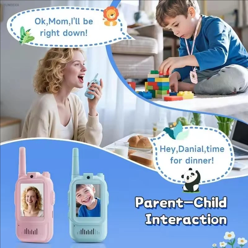 Walkie Talkie Video per Bambini, Confezione da 2, Ricaricabili, Giocattoli per Bambini per Campeggio, Viaggi, Regali di Compleanno per Bambini dai 3 ai 12 Anni - immagine 4