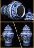 Chinese Blue and White Porcelain Floral Temple Jar Vase Dragon landscape Ceramic Ginger Jar with lid Oriental vases decoration 5