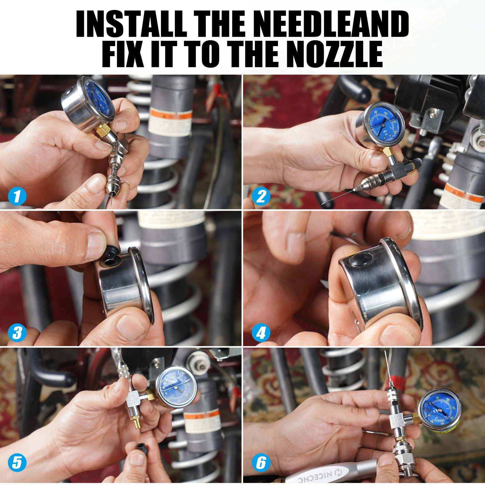Shock Nitrogen Gauge Needle Fill Tool 350 600PSI Yamaha Polaris RZR CanAm Arctic Cat Snowmobile KTM Honda Suzuki Kawasaki motorcycle shock pump