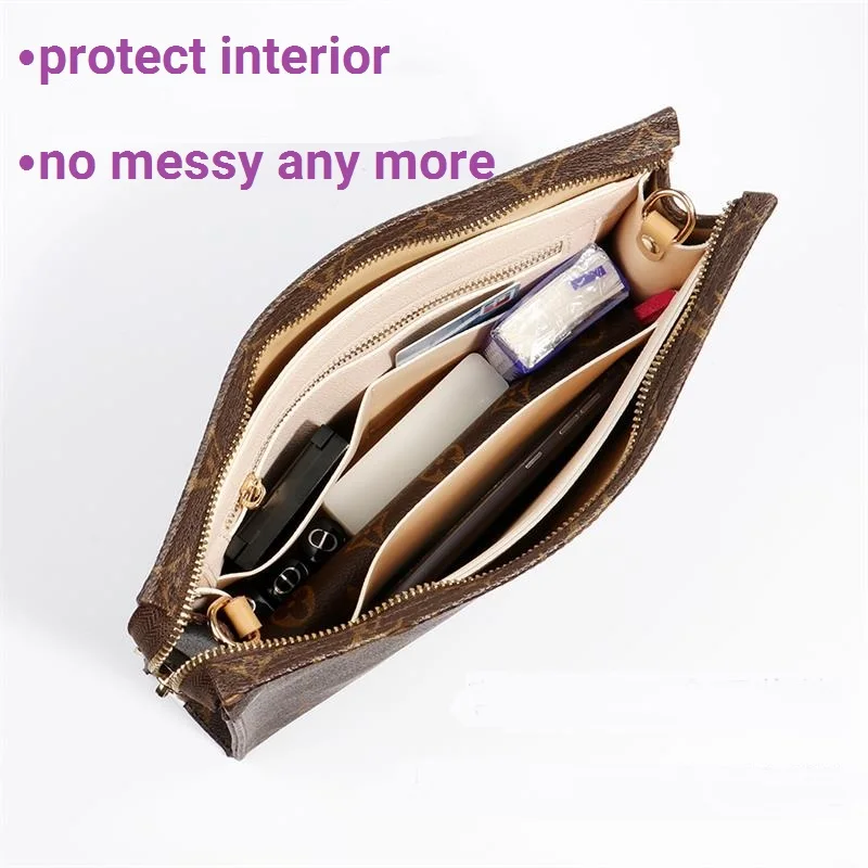 Organizer Interno In Feltro Per Borsa A Secchiello LV Noe - Con Cerniera E 9 Tasche (Marrone, Grande)