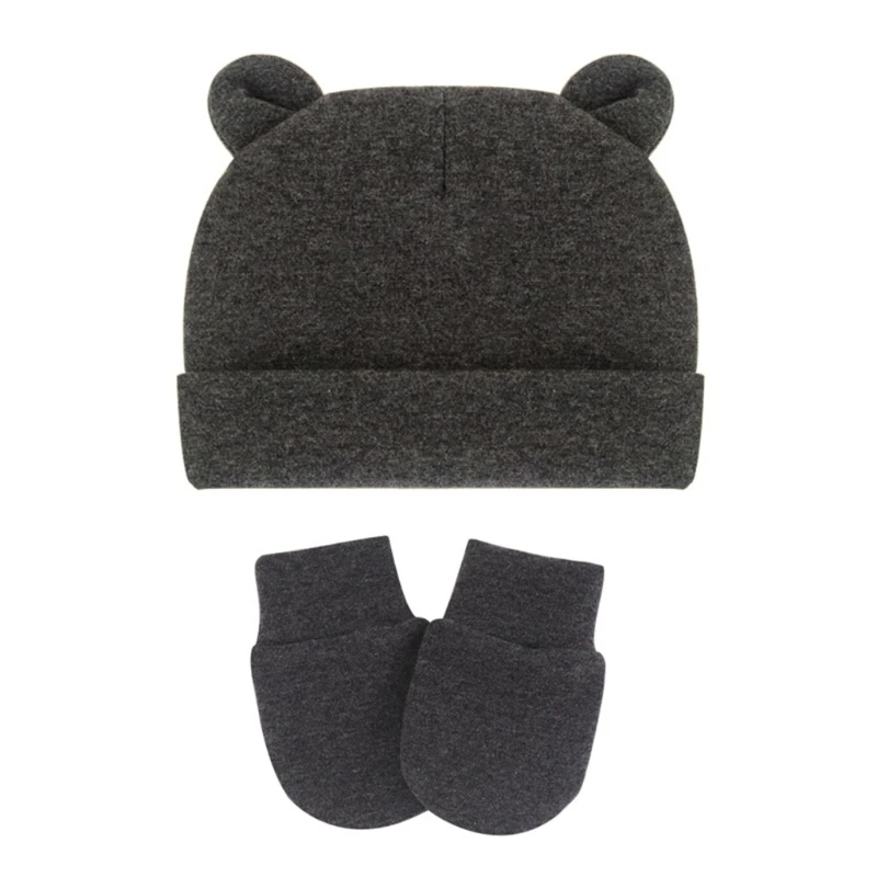 Chapeau pour nouveau-né avec gants, bonnet en coton, cadeau pour filles et garçons, G99C