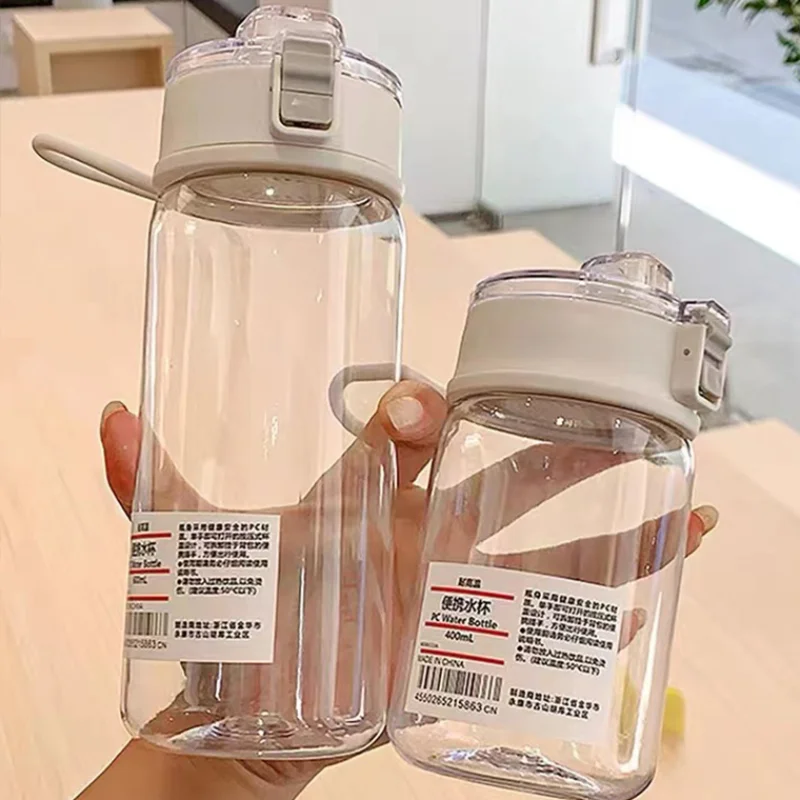 550/700ml Water Bottle With Time Scale Portable Transparent Kawaii Water Bottle Sports Water Cup  Plastic Handy Cup