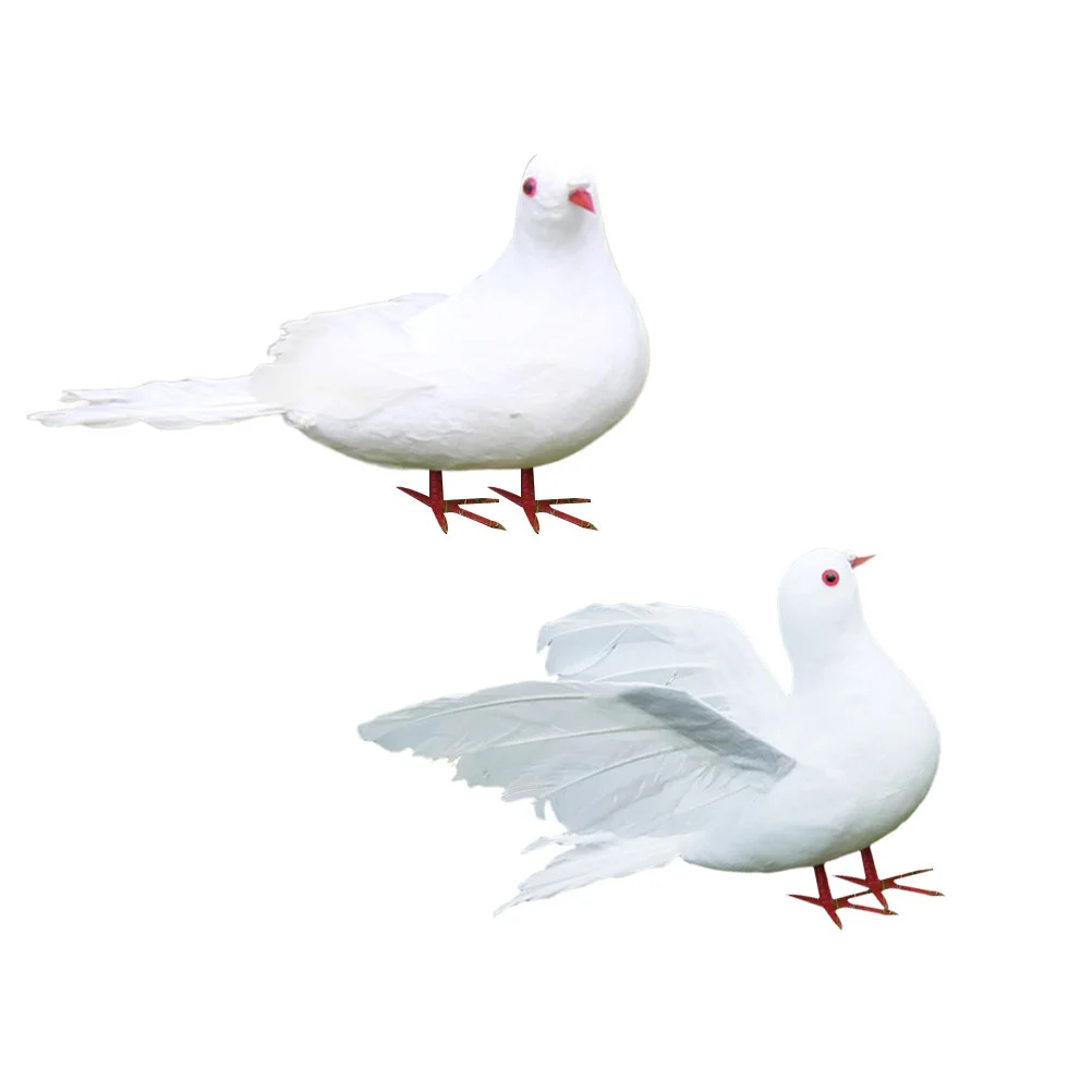 

2 Pcs Artificial Pigeon Birds Peace Pigeons Photo Props for Home Decoration Wedding White (Simple Pigeon, Wing